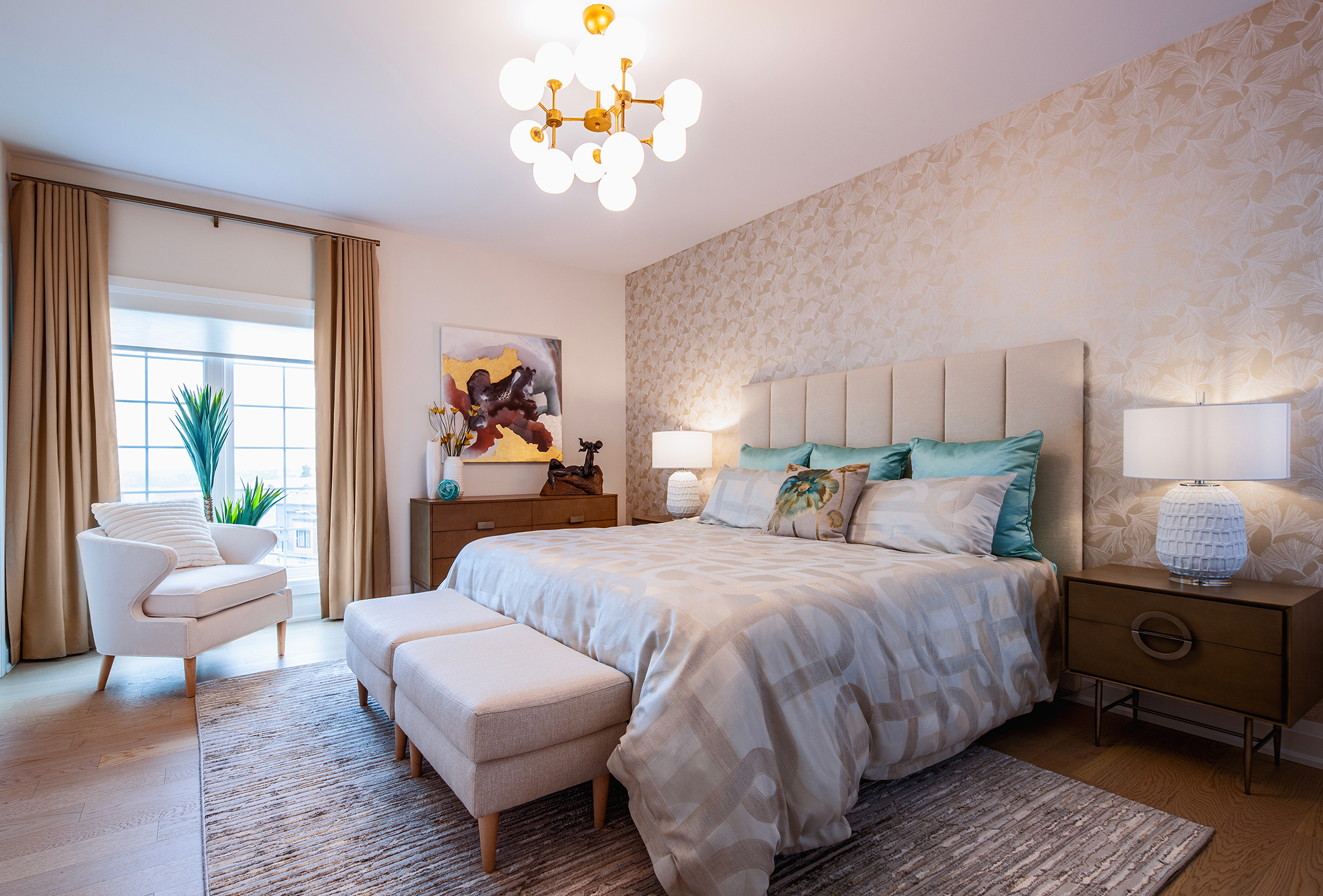 Contemporary design style for luxury bedroom in Upper Montclair.