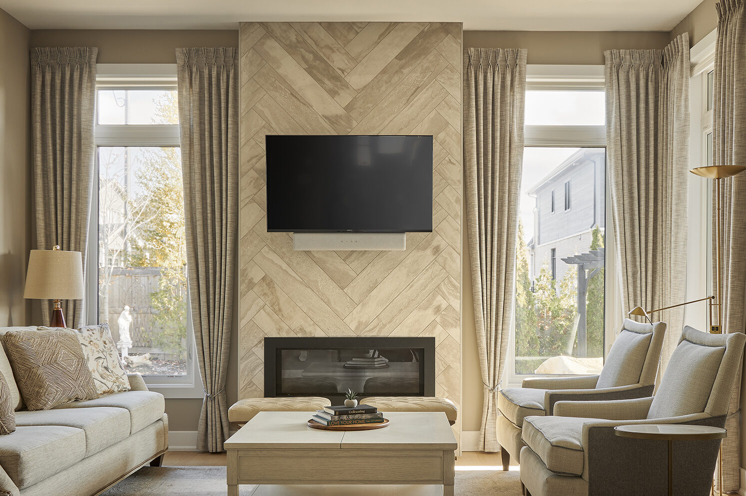 Custom window soft treatments in Montclair by Valerie Ruddy Designs.