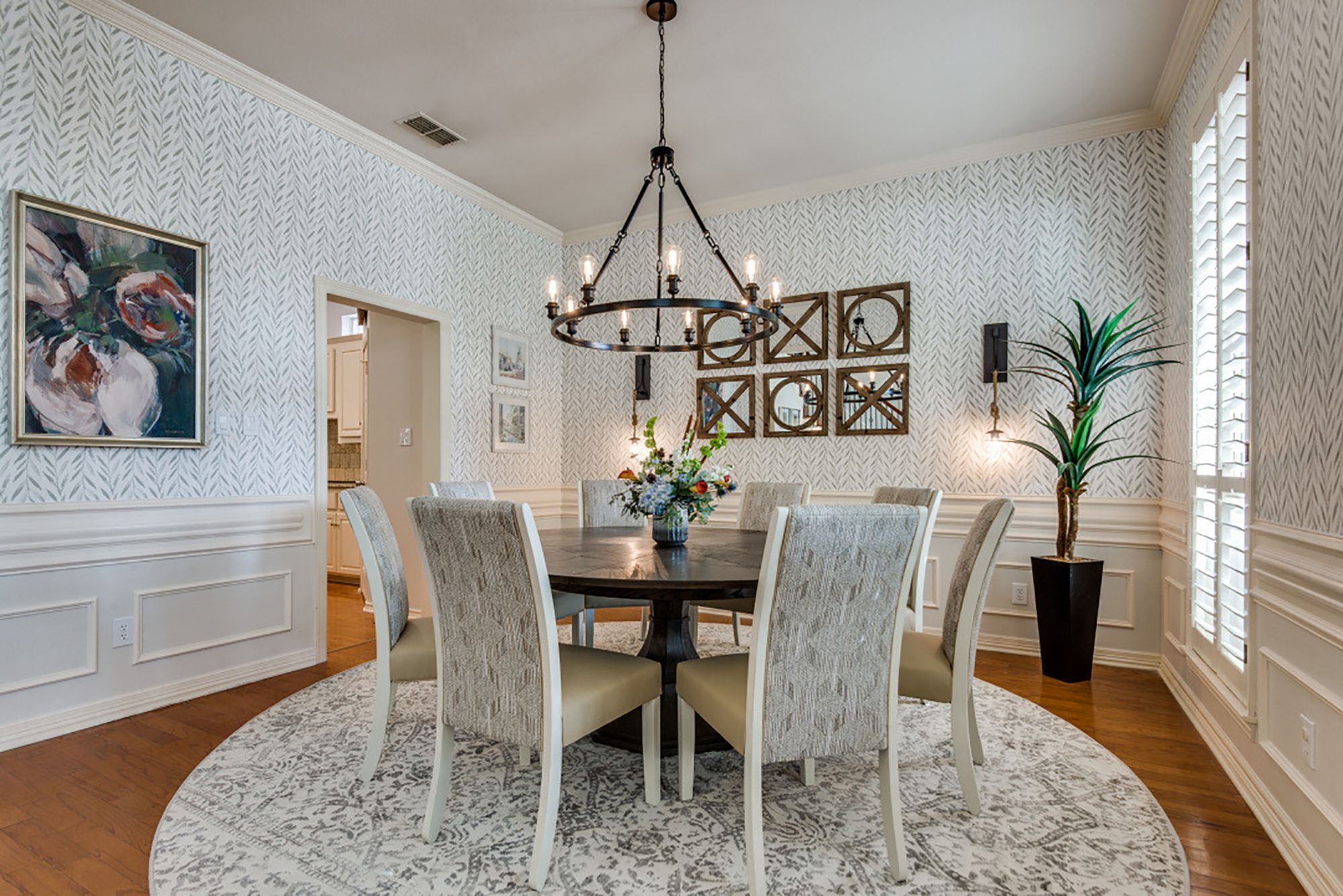 Rustic contemporary family dining room in Montclair.