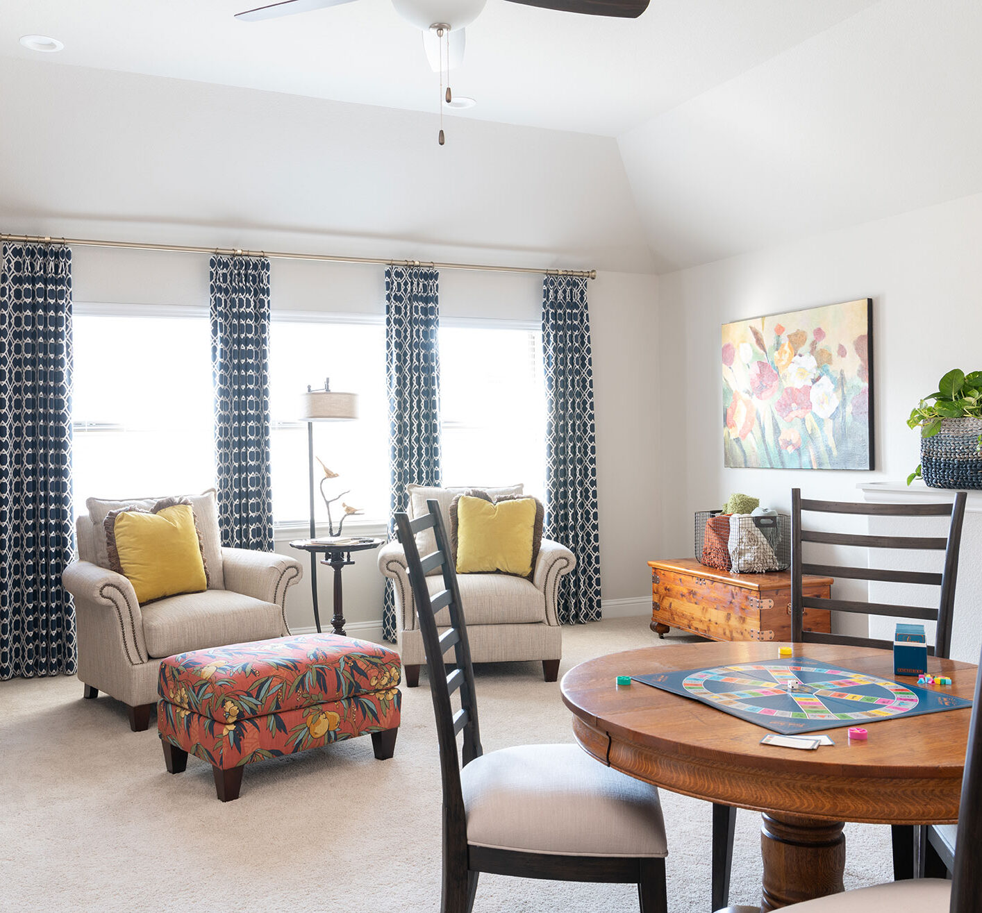 Transitional game room in Greater West Orange, NJ interior design project.